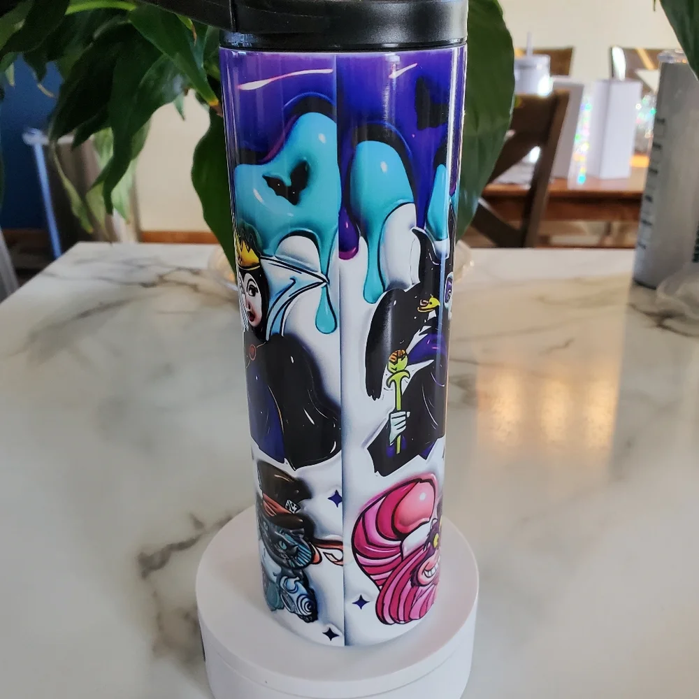 Disney Villains 3D Puffy Bubble 20oz Tumbler  with duo lids 🎉sale